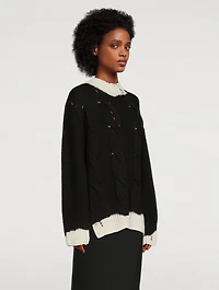 Dip-Dyed Cable-Knit Wool Sweater