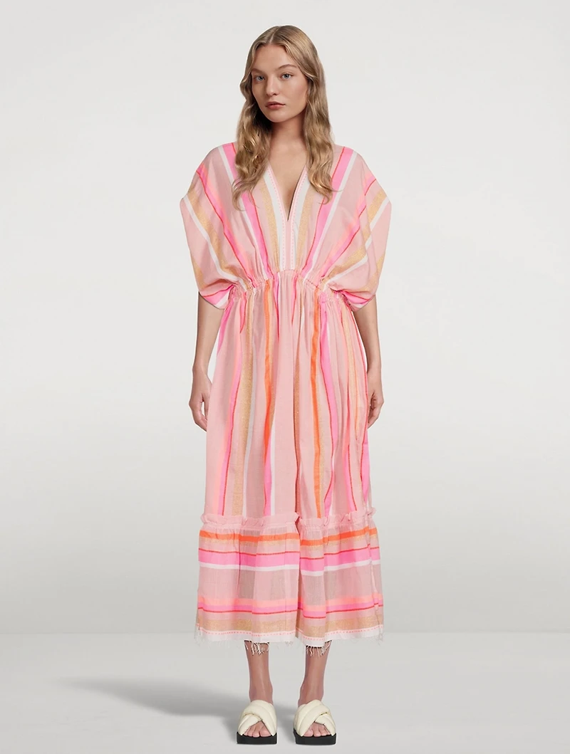 Jikirti Plunge Neck Dress Striped Print