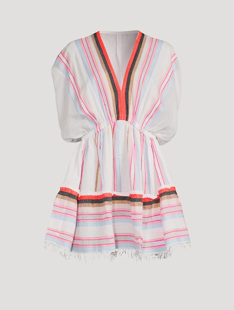 Bandira Short Plunge Neck Dress Striped Print