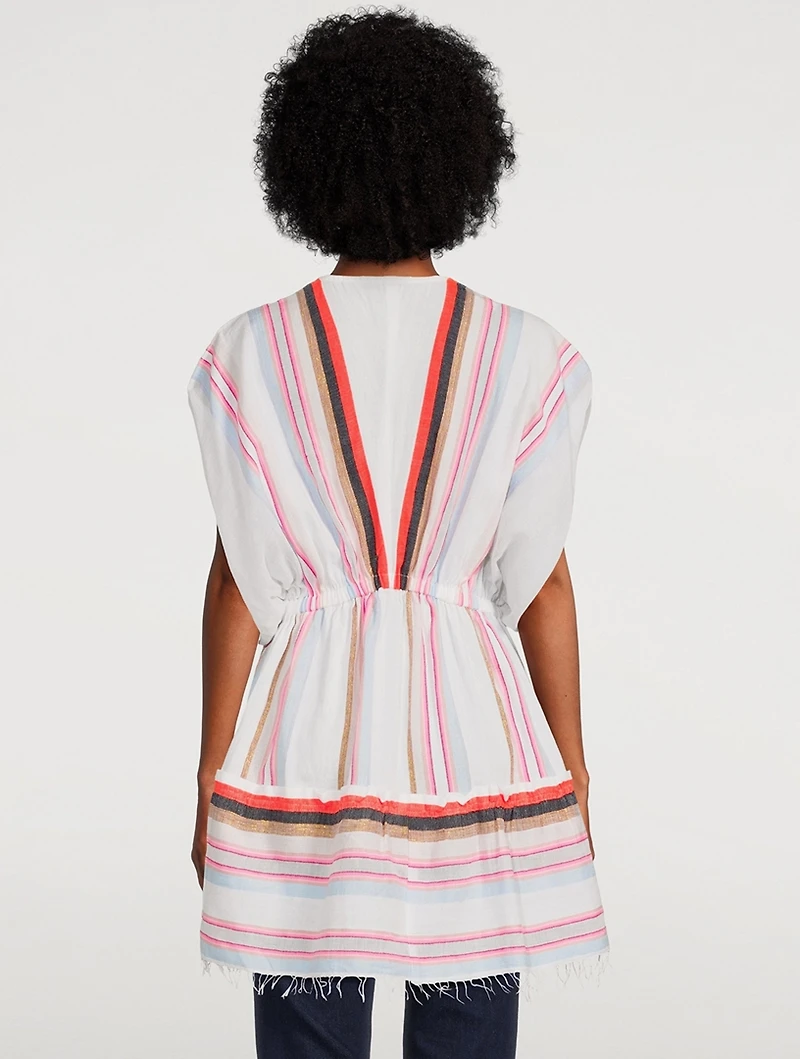 Bandira Short Plunge Neck Dress Striped Print