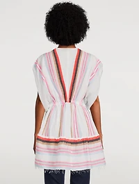 Bandira Short Plunge Neck Dress Striped Print