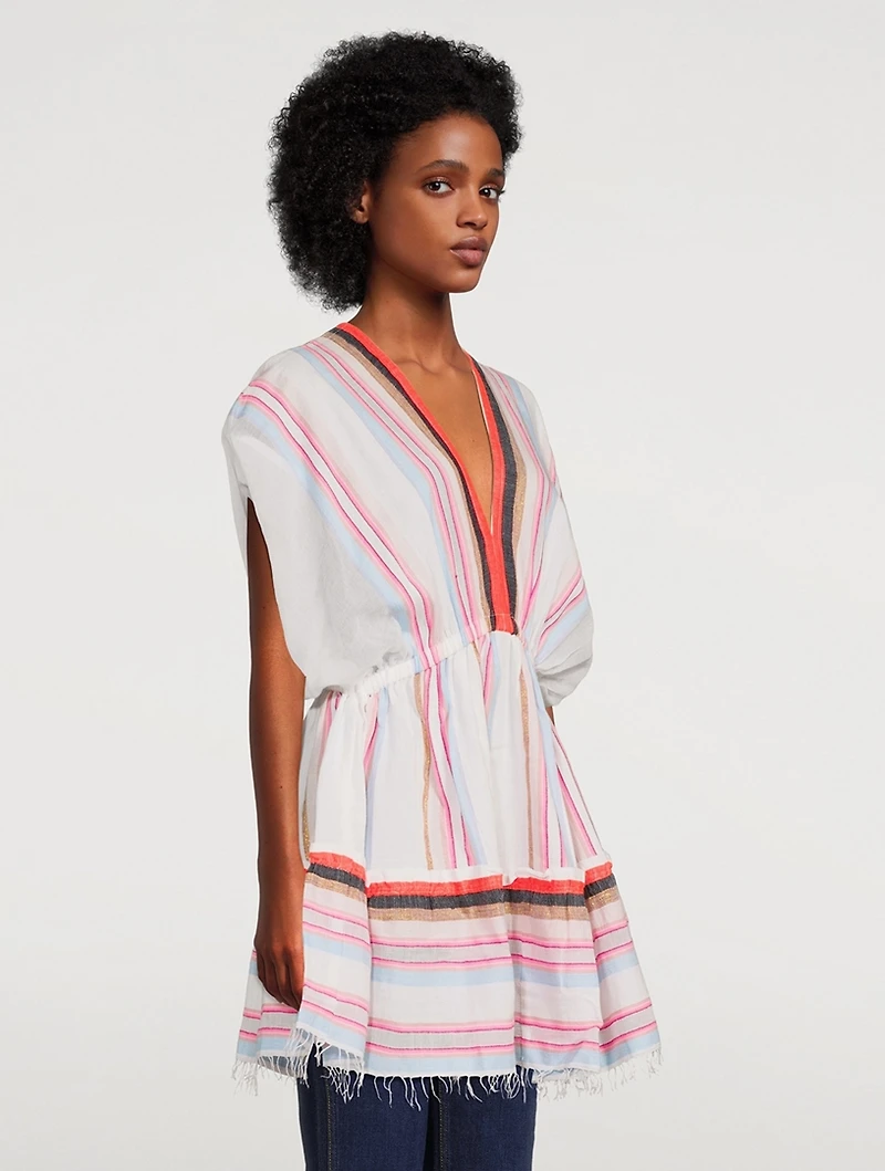 Bandira Short Plunge Neck Dress Striped Print