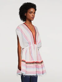 Bandira Short Plunge Neck Dress Striped Print