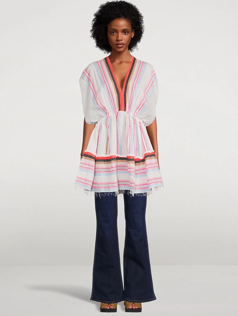 Bandira Short Plunge Neck Dress Striped Print