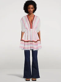 Bandira Short Plunge Neck Dress Striped Print