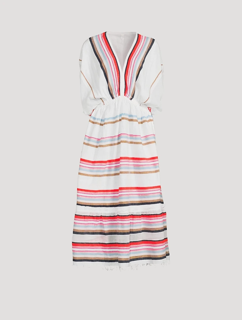 Bandira Plunge Neck Dress Striped Print