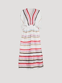 Bandira Plunge Neck Dress Striped Print