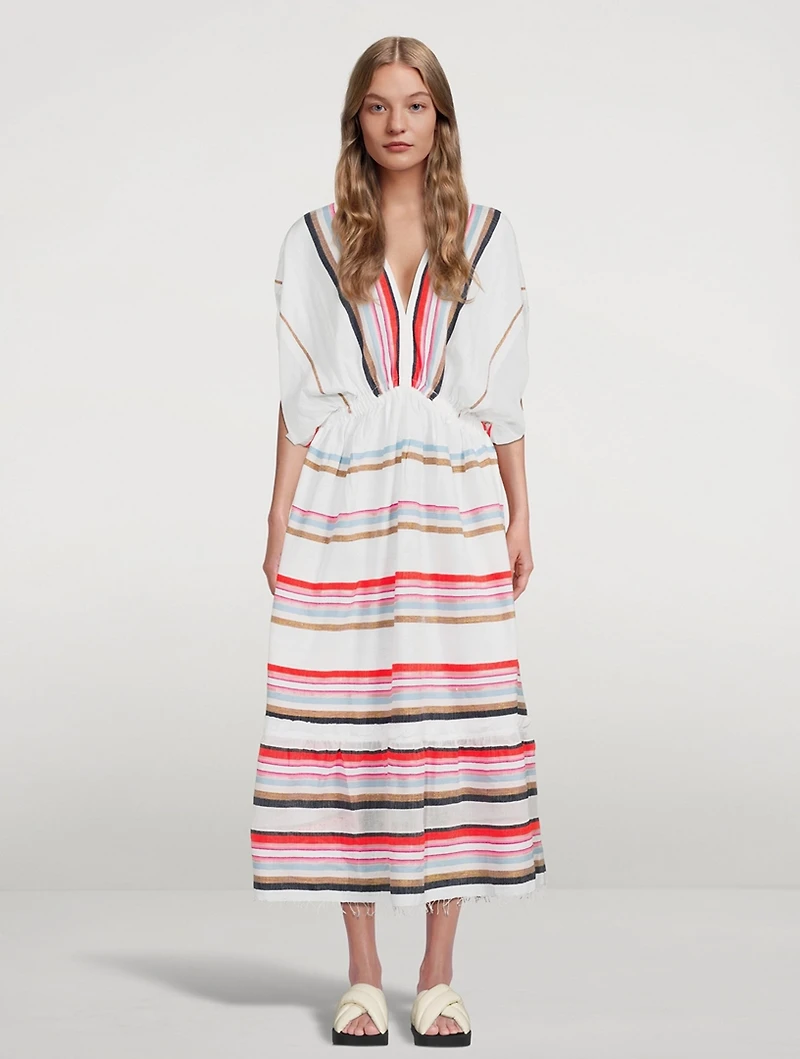 Bandira Plunge Neck Dress Striped Print