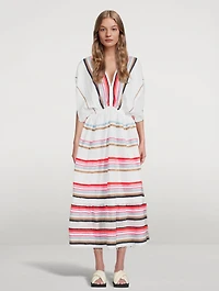 Bandira Plunge Neck Dress Striped Print
