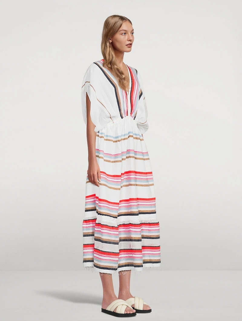 Bandira Plunge Neck Dress Striped Print