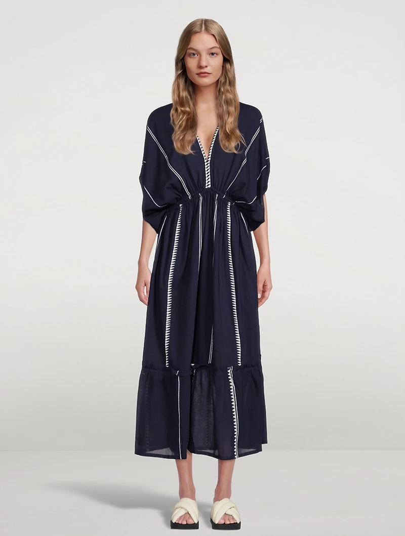 Nunu Plunge Neck Dress Striped Print