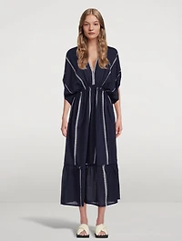 Nunu Plunge Neck Dress Striped Print