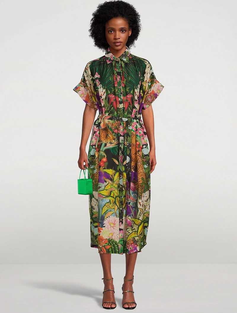 Valerie Cotton And Silk Maxi Kaftan Garden Leopards Print