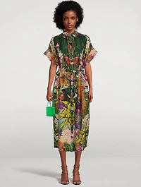 Valerie Cotton And Silk Maxi Kaftan Garden Leopards Print