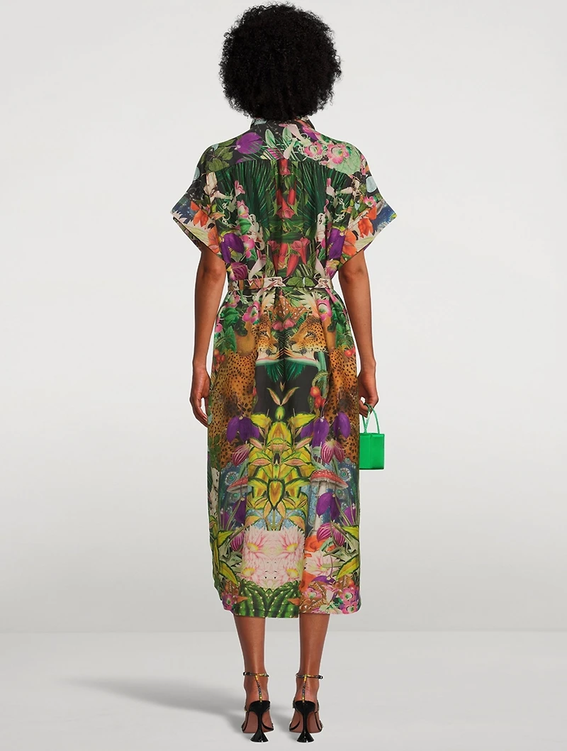 Valerie Cotton And Silk Maxi Kaftan Garden Leopards Print