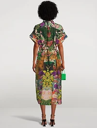 Valerie Cotton And Silk Maxi Kaftan Garden Leopards Print