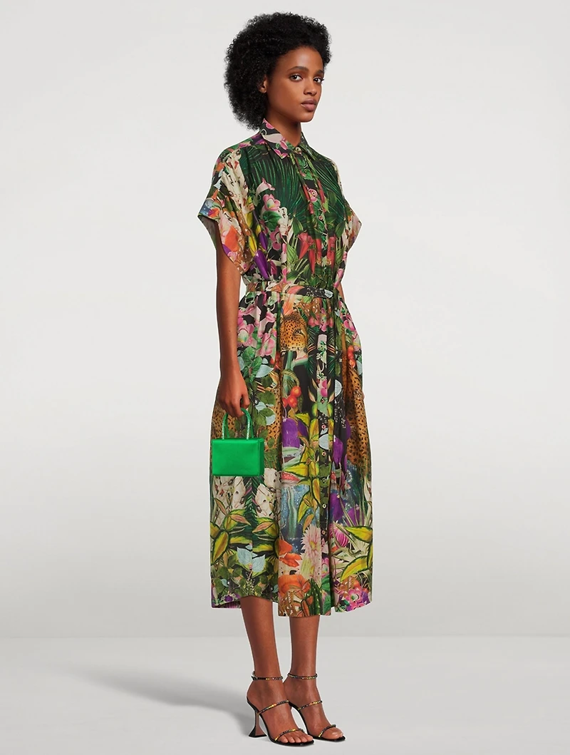 Valerie Cotton And Silk Maxi Kaftan Garden Leopards Print