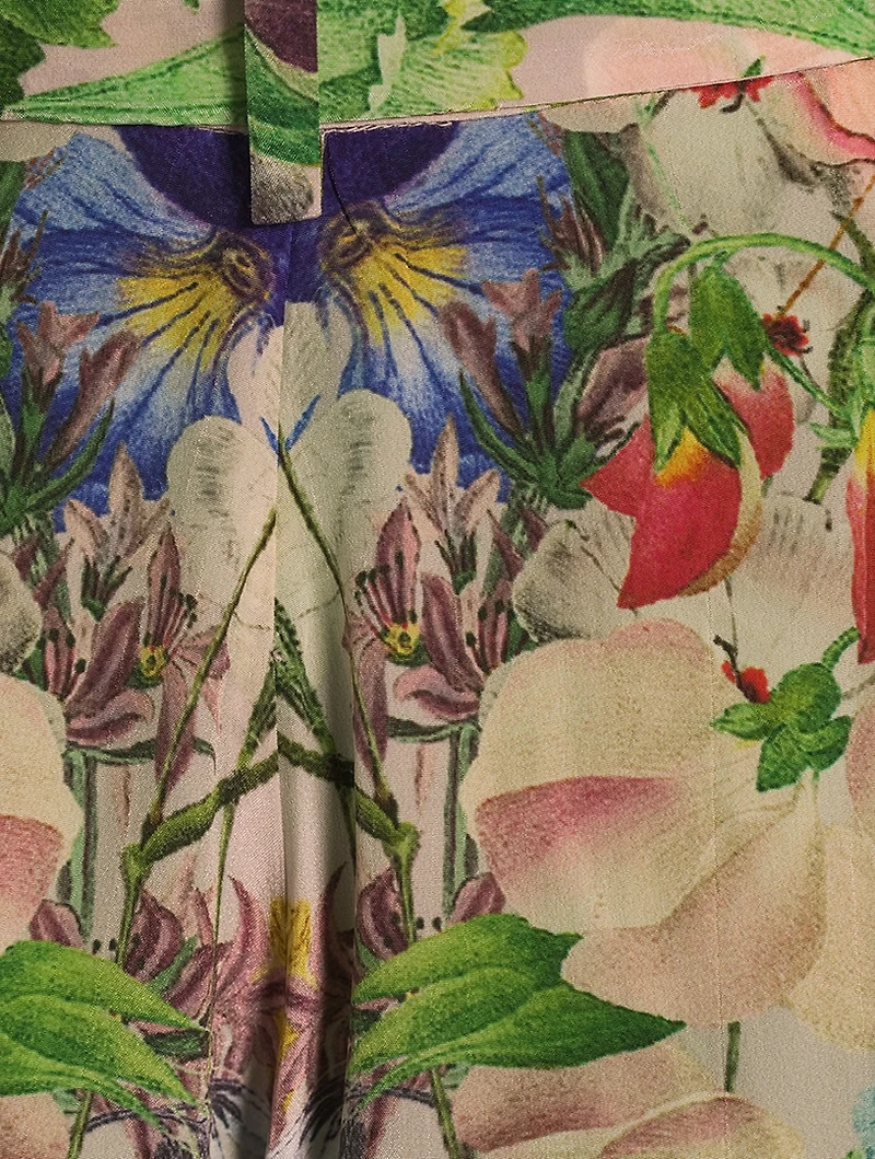 Belted High-Waisted Palazzo Pants Crowned Cranes Print