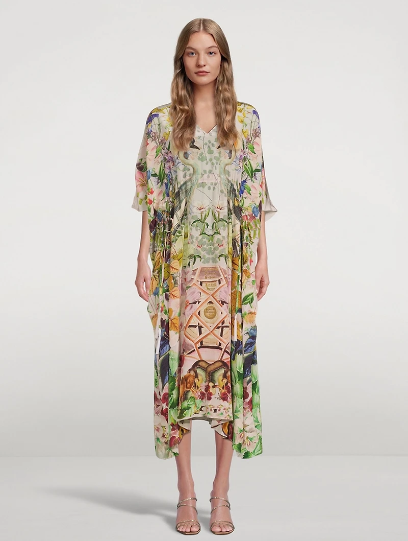 Guida Midi Kaftan Crowned Cranes Print