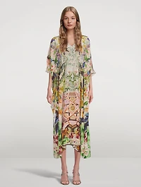 Guida Midi Kaftan Crowned Cranes Print