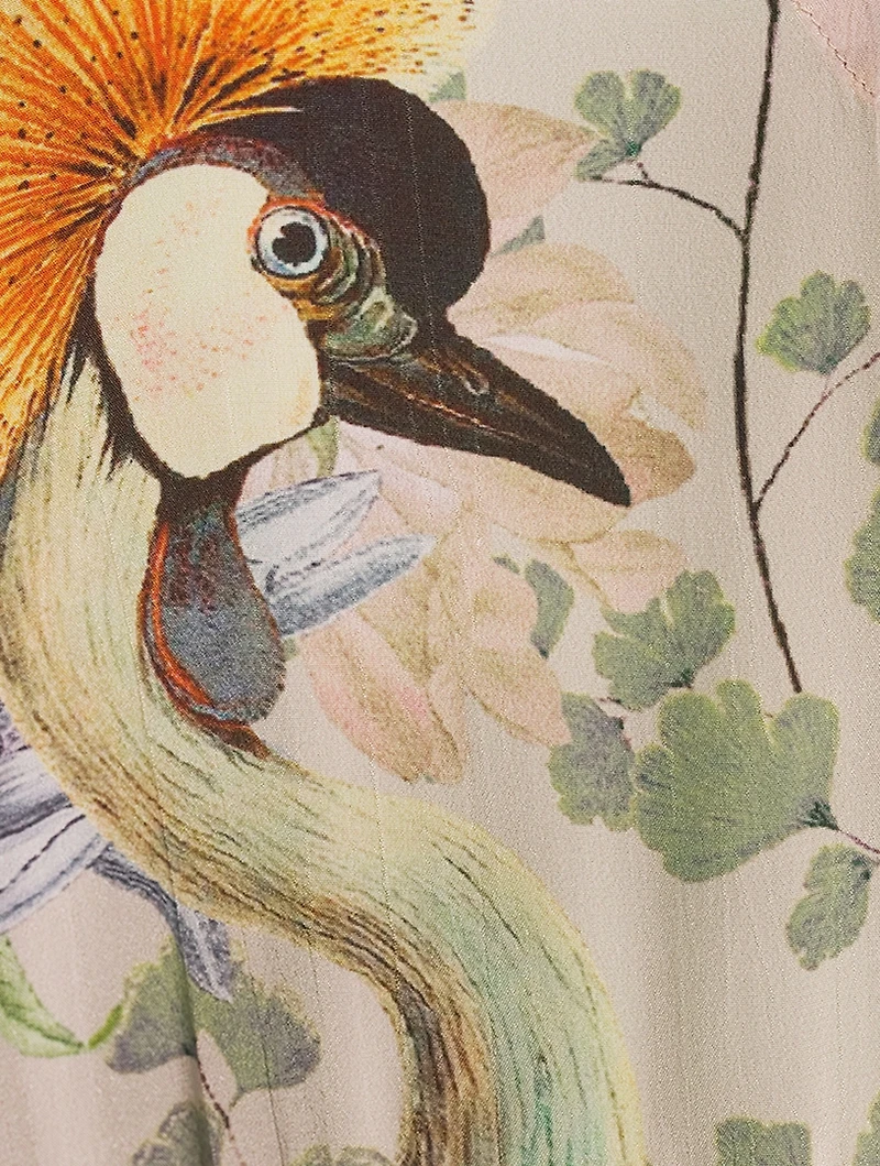 Guida Midi Kaftan Crowned Cranes Print