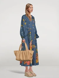 Valeria Organic Cotton Button-Up Maxi Dress Shell Print