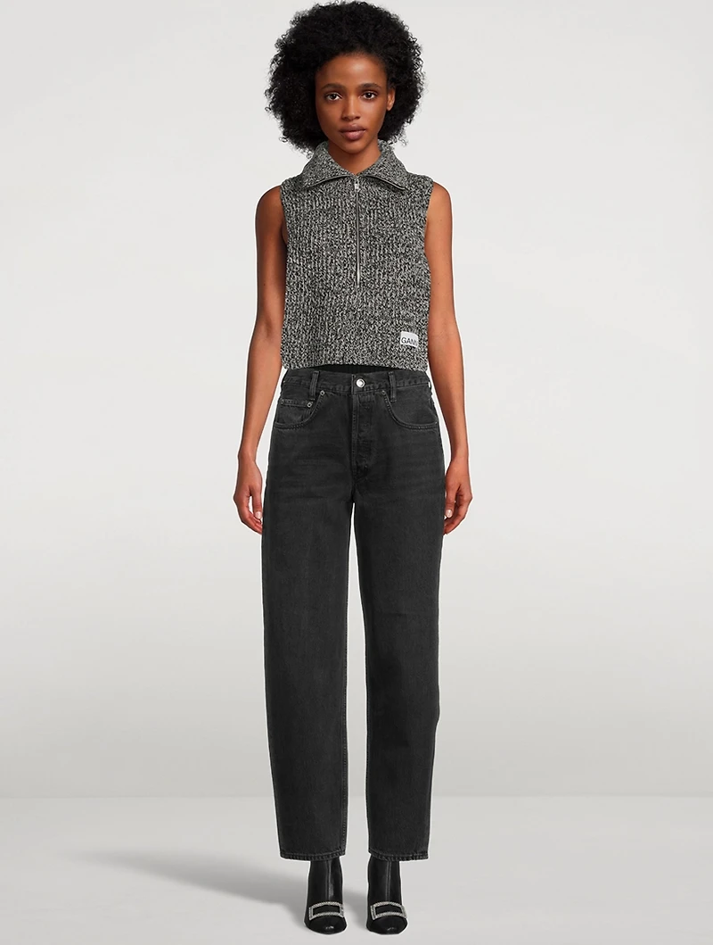 Wool-Blend Half-Zip Bib