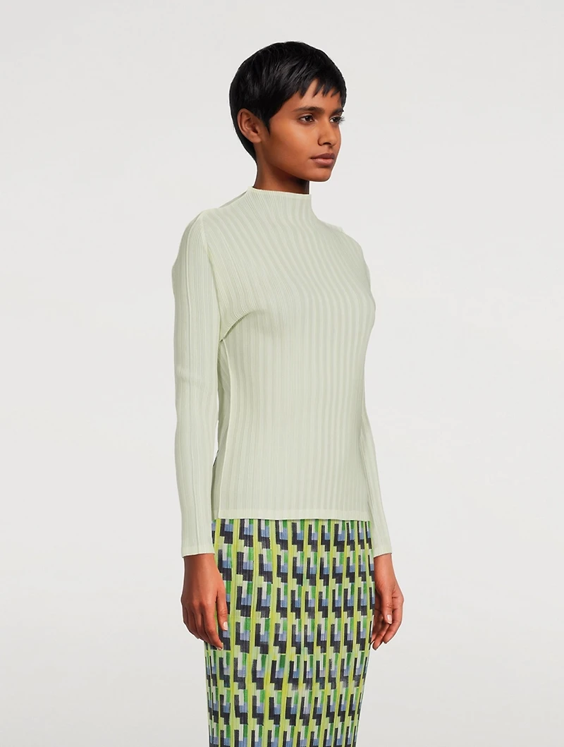Rib Pleats February Long-Sleeve Top
