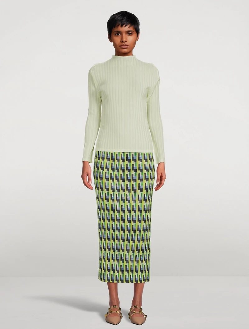Rib Pleats February Long-Sleeve Top