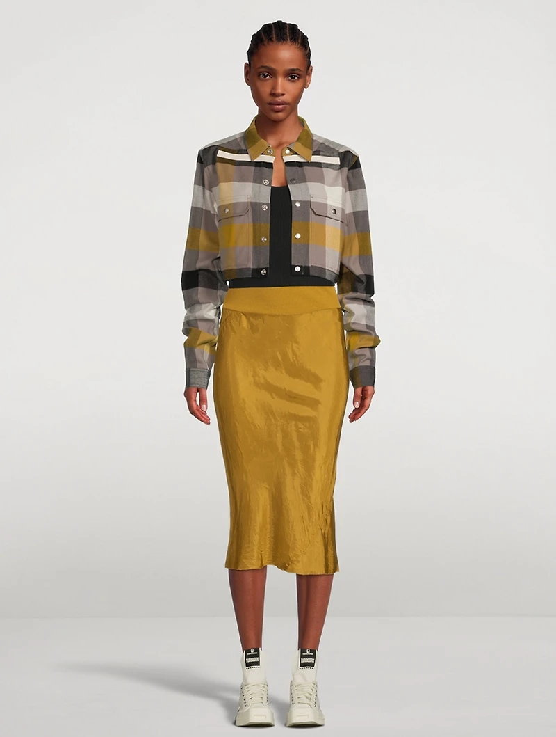 Cropped Shirt Jacket Plaid Print