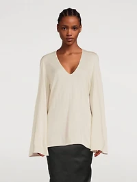 Cashmere Bell-Sleeve Sweater