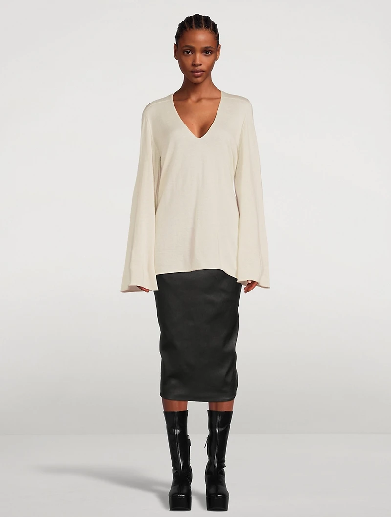 Cashmere Bell-Sleeve Sweater