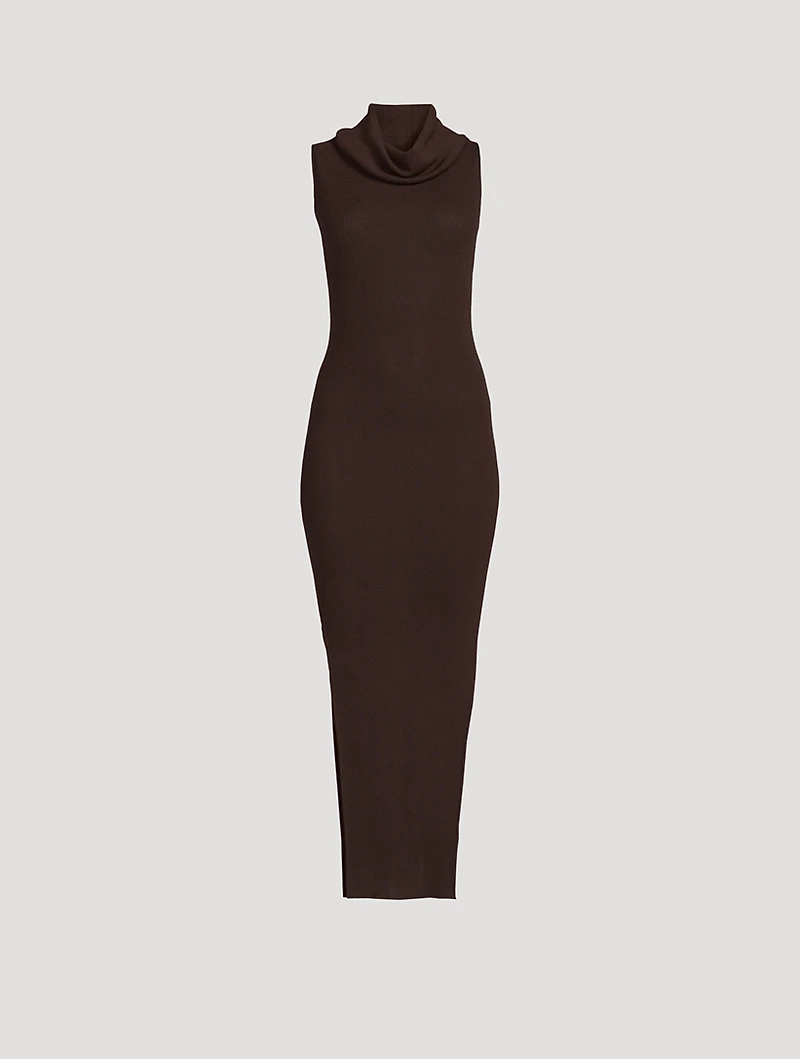 Cowl-Neck Wool Dress