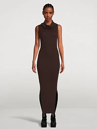 Cowl-Neck Wool Dress