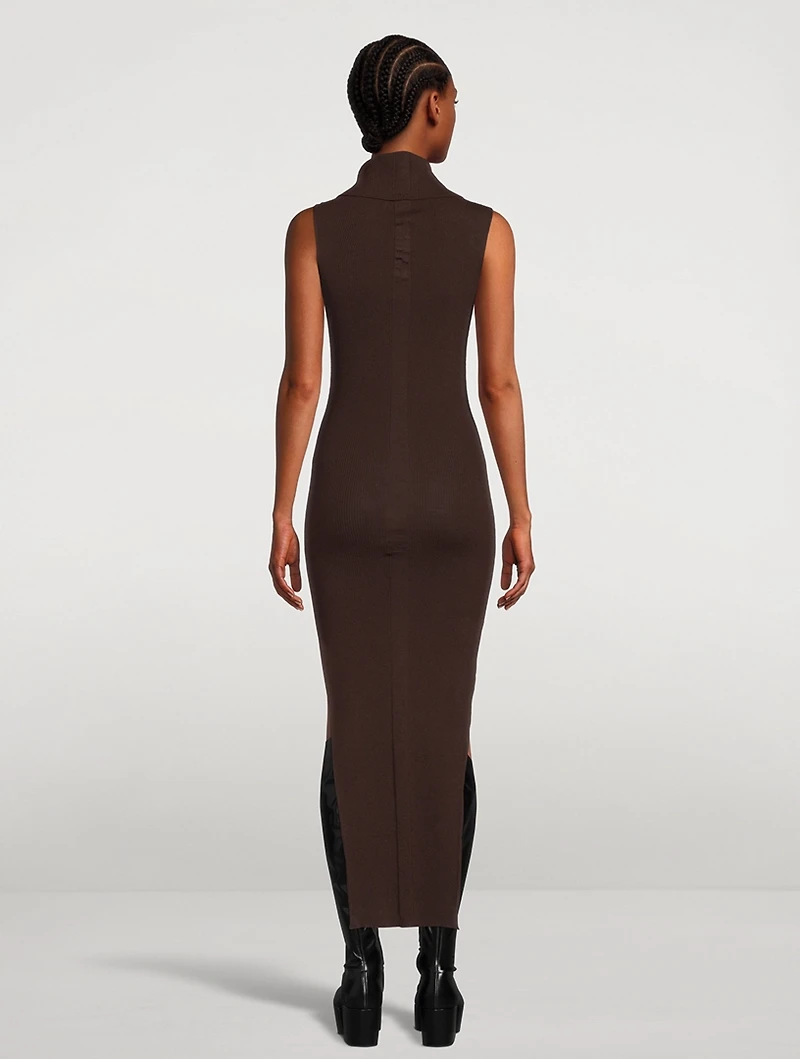 Cowl-Neck Wool Dress