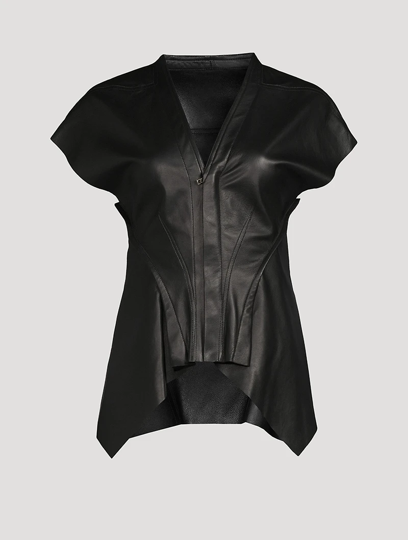 Naska Zip-Front Leather Shirt