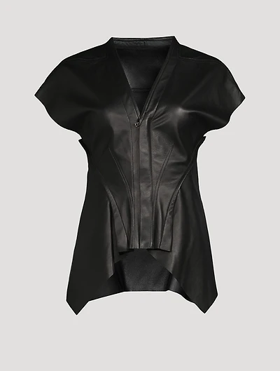 Naska Zip-Front Leather Shirt