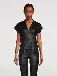 Naska Zip-Front Leather Shirt