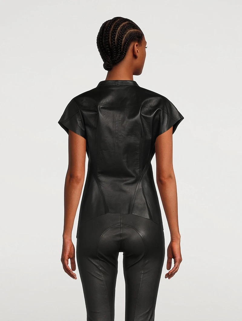 Naska Zip-Front Leather Shirt