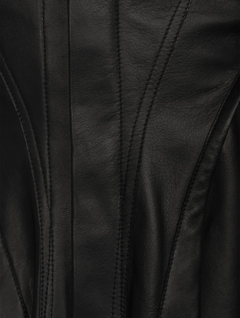 Naska Zip-Front Leather Shirt