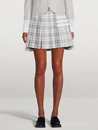 Cotton Dropped Back Pleated Mini Skirt Plaid Print