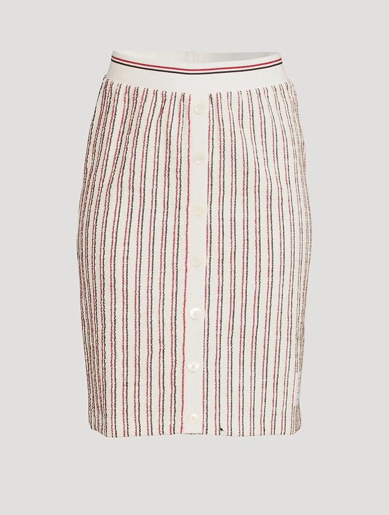Textured Tweed Pencil Skirt Striped Print