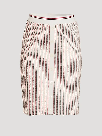 Textured Tweed Pencil Skirt Striped Print
