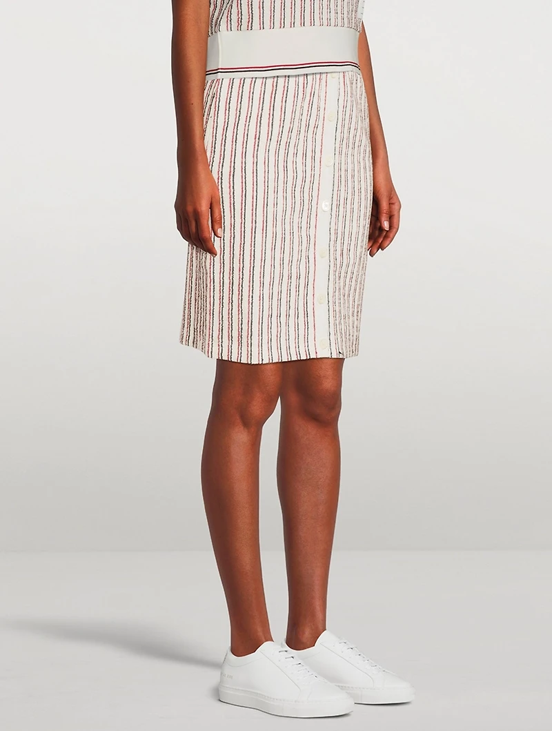 Textured Tweed Pencil Skirt Striped Print