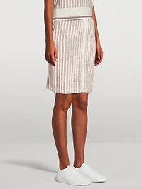 Textured Tweed Pencil Skirt Striped Print