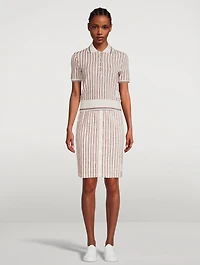 Textured Tweed Pencil Skirt Striped Print