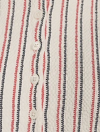 Textured Tweed Polo Shirt Striped Print