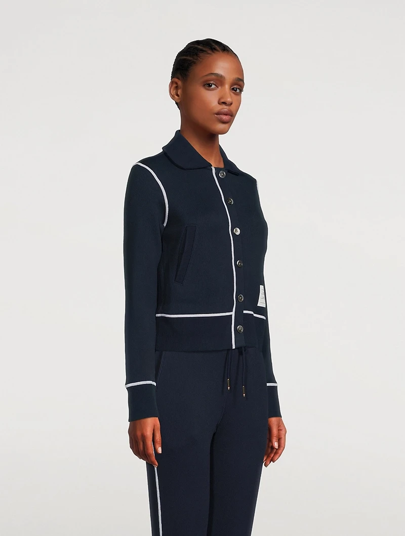 Contrast Stitch Cotton Rib Jacket