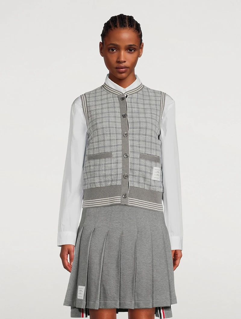 Cotton Sweater Vest Plaid Print