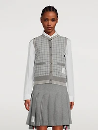 Cotton Sweater Vest Plaid Print